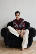 Bordeaux Argyle Knit Sweater